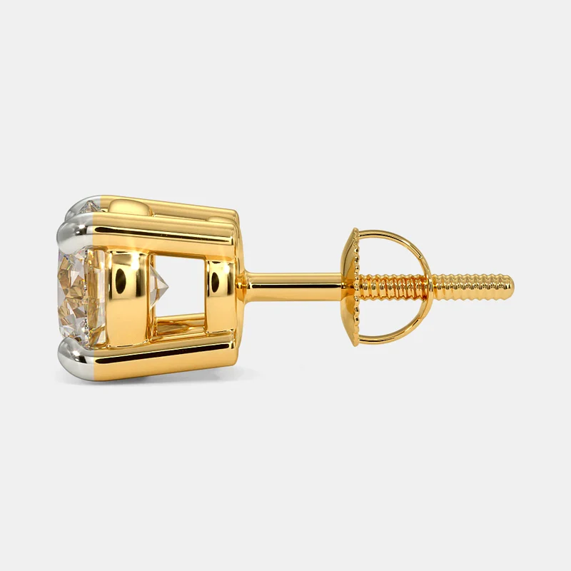 Certified 1.00 CT Round Cut EF VS/SI Lab Grown Diamond Women's Stud Women's Earrings 925 Sterling Silver With Vermeil Gold